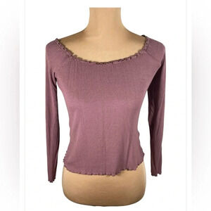 Garage‎ Mauve Color Long sleeve Ribbed T~Shirt Large